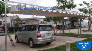 thi công mái xếp lượn sóng nhà xe
