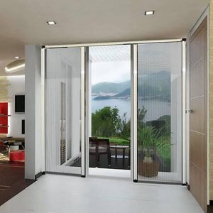 Cửa lưới loại xếp không ray 2 cánh màu trắng